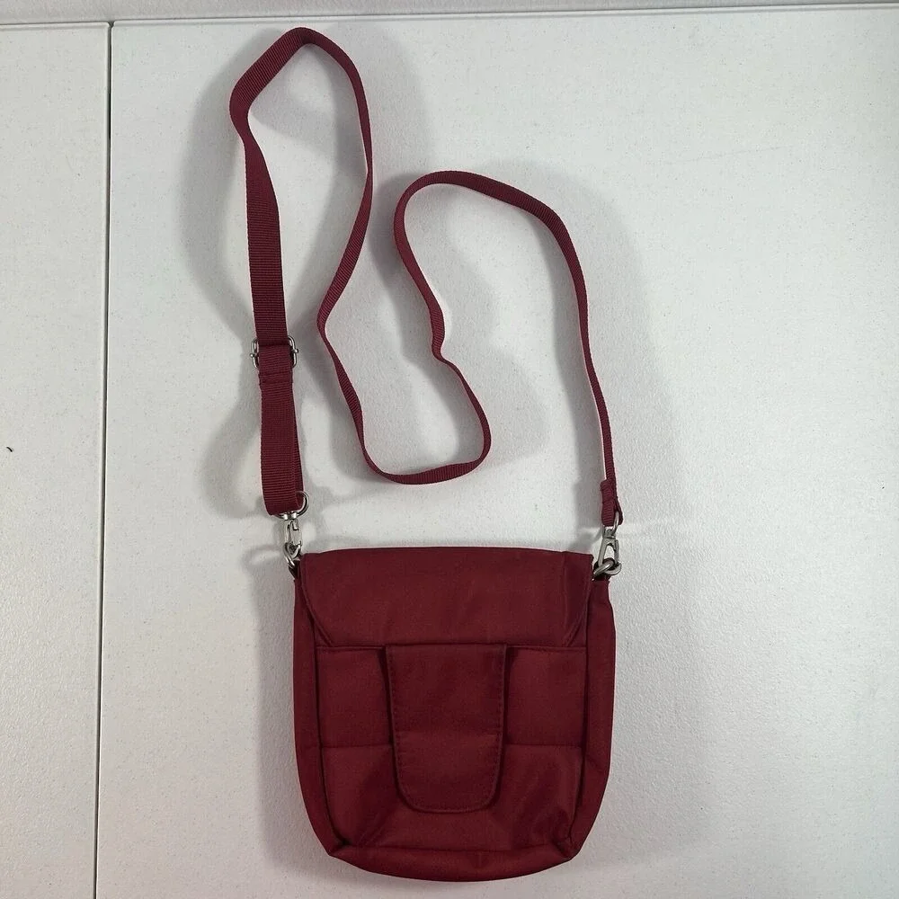 Travelon Crossbody‎ Convertible Waist Belt Bag Polyester Zip Pocket Travel Red